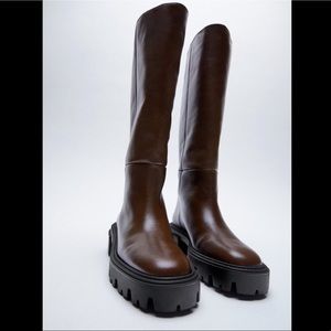 Zara knee bight real leather boots